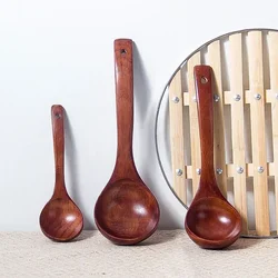 Kitchen Long Handle Wooden Round Spoon For Soup Cooking Mixing Stirr Dessert Rice Soup Spoon Kitchen Cooking Tools