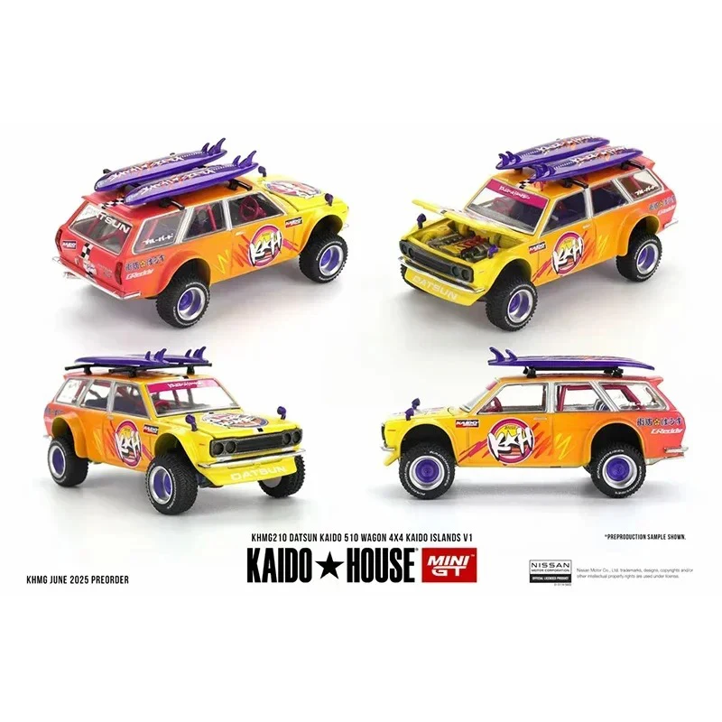 

Предпродажа KHMG 210 Datsun 1:64 KAIDO 510 Wagon 4x4 Kaido ISLANDS V1, литая под давлением модель автомобиля с открывающимся капюшоном Kaido House MINIGT