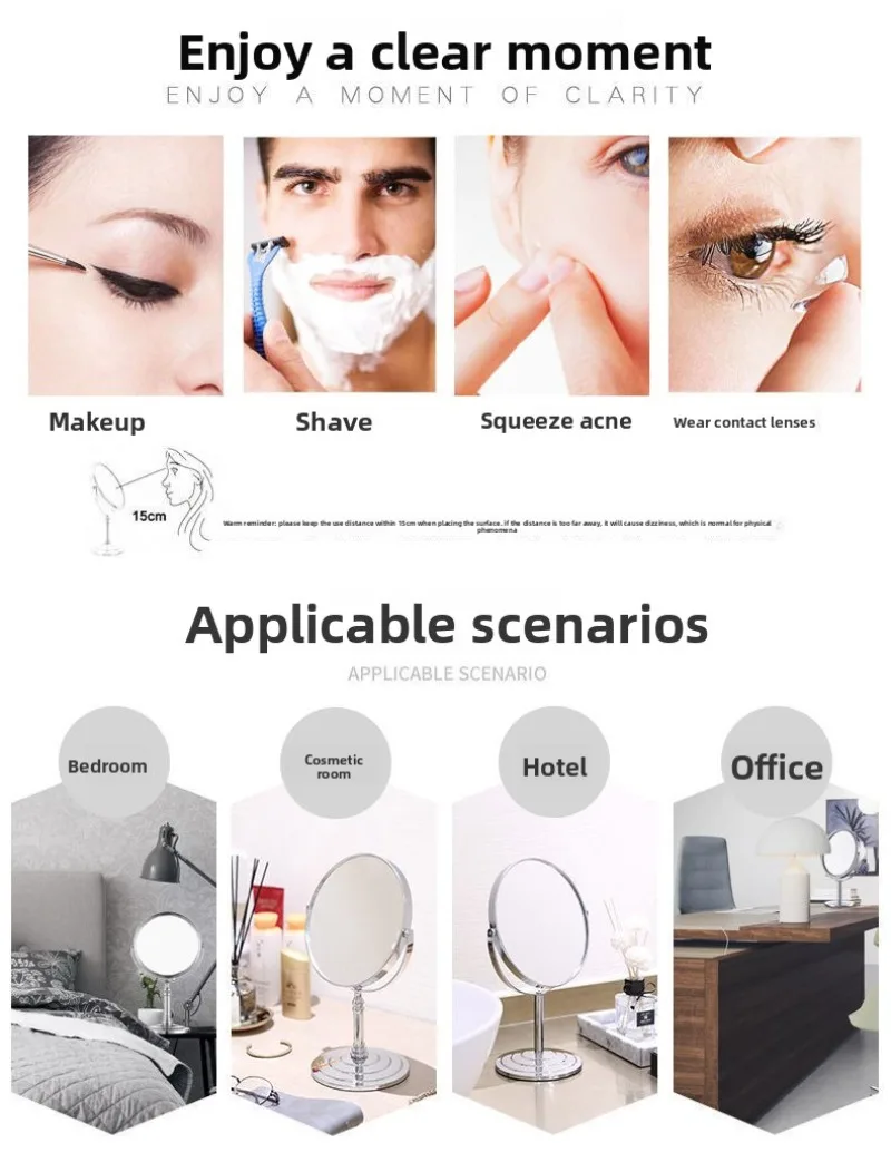 3/4/5/6 بوصة مرآة ماكياج خمر 3x مرآة ماكياج سطح المكتب الأوروبي مزدوجة الوجهين مرآة ماكياج الحد الأدنى