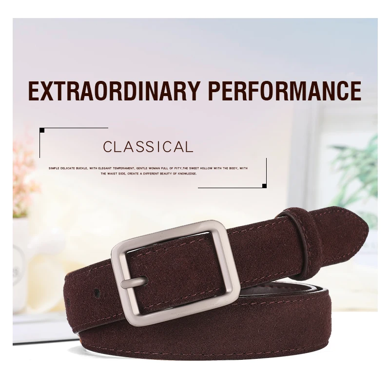 Women's AdjustableFashionable Metal Pin Buckle Simple Casual Genuine Leather Belt Design Jeans Dress Cowhide Thin Belt Luxury