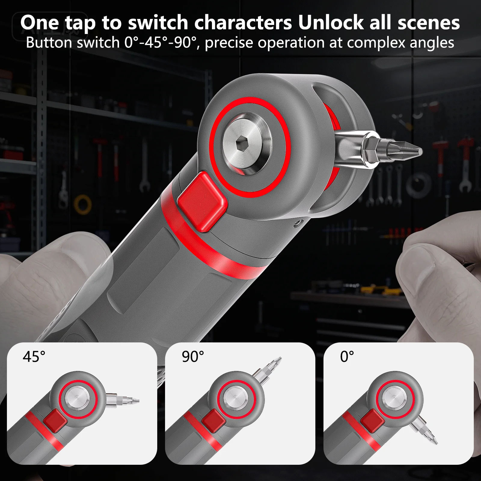 مجموعة مفكات كهربائية صغيرة بزاوية قابلة للتعديل من MOVECRAB، أداة محمولة قابلة لإعادة الشحن تعمل بالليثيوم