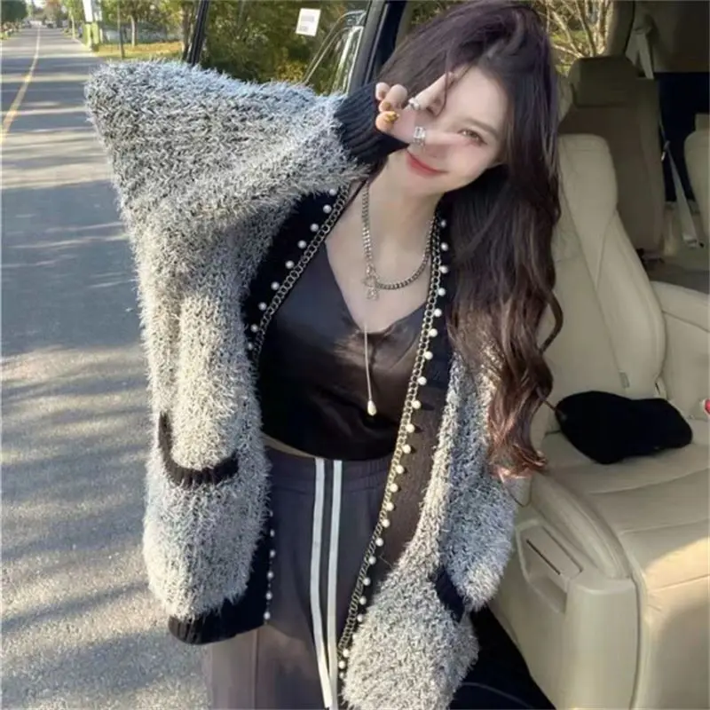 

New Sweater Jacket for Women Autumn Winter Wear Loose Lazy Style Knitted Cardigan