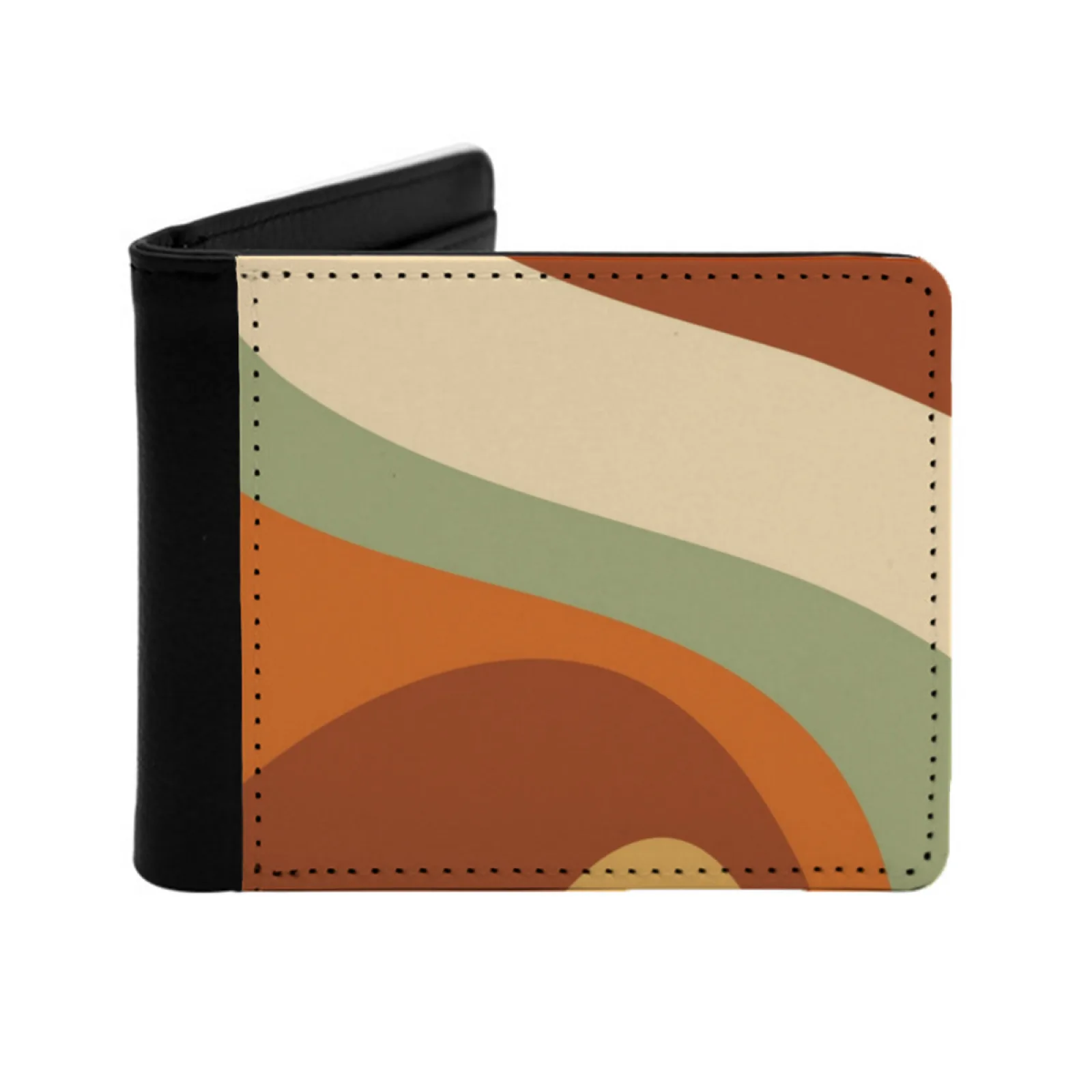 

Midcentury Colorful Stripes Men's Wallet Pu Leather Wallet Multifunction Credit Card Purse Retro Summer 70S 70 S Abstract