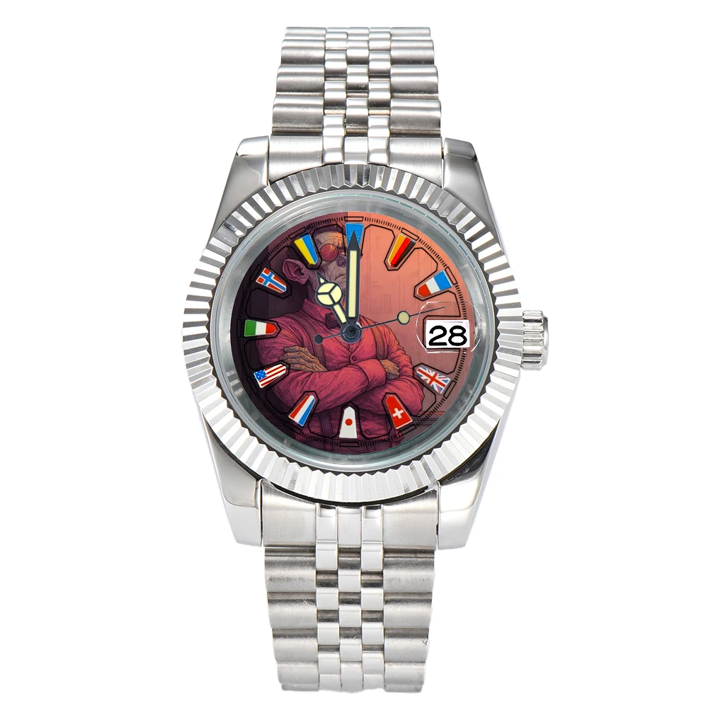 Orologi da 28,5 mm quadrante nh35 quadrante personalizzato uomo bello quadrante stampa a colori nh35 quadrante dell'orologio adatto parti di orologi con movimento NH35/36/NH34