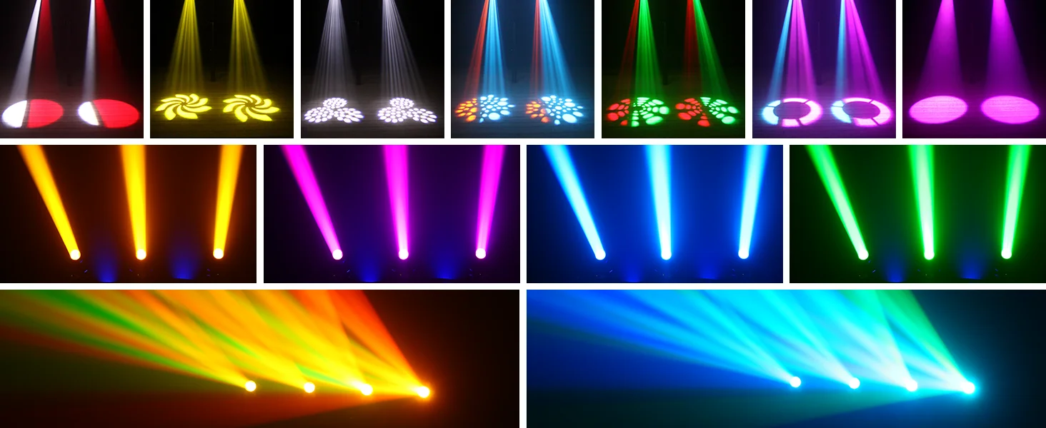 Yiflamefly 120W RGBW LED Moving Head Light mit 8 Gobos, 1/2-Halbfarbeffekt, Spot-Licht, DMX512 Bühnenbeleuchtung für DJ-Partys, KTV, Bars und Shows – Detail 2