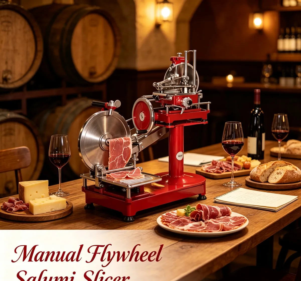 Commercial Meat Cutter Slicer Manual Flywheel Hand Crank Stainless for Deli Restaurant