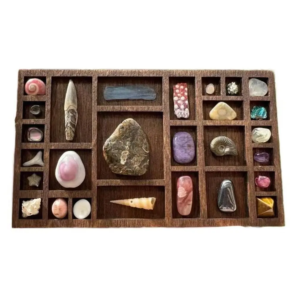 NEW Brown Miniature Trinket Shelf Variety Grids Compartments Dollhouse Shelf Goods Display Rack Model Home Decorations