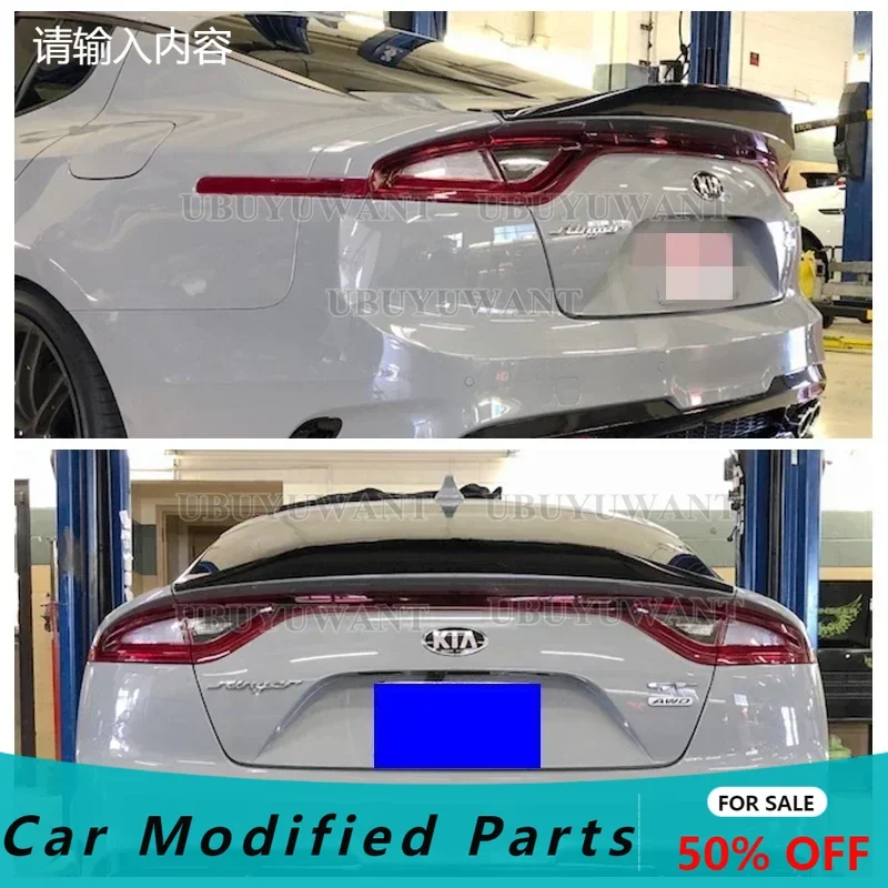 For KIA K8 Stinger 2014-2019 Spoiler Real Glossy Carbon Fiber Rear Wing R Style Sport Accessories Body Kit Stinger Rear Spoiler
