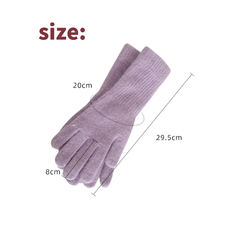 2022 Korean Longer Gloves Women Winter Rabbit Knitted Finger Gloves Christmas Thick Warm Gloves