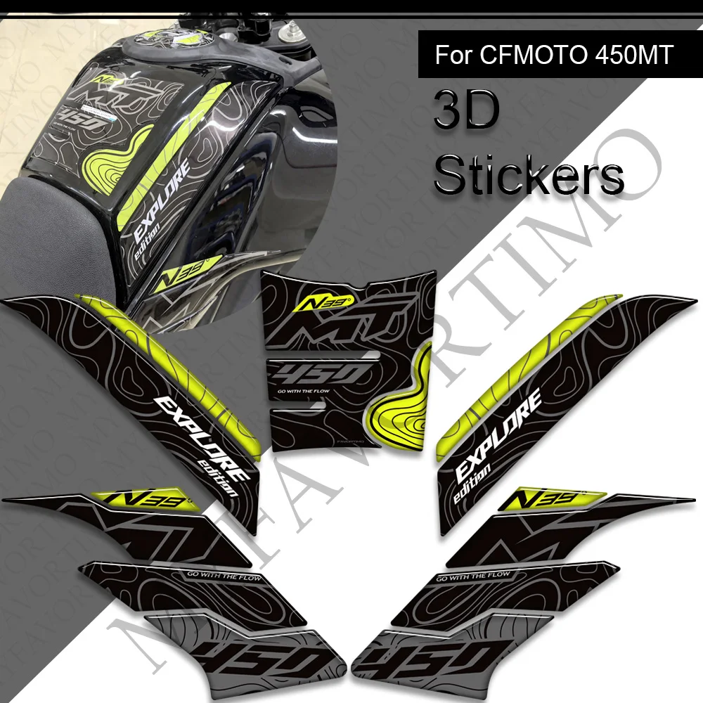 

Motorcycle CF MOTO Protector Tank Pad Grips Kit Knee Fairing Fender 3D Stickers Decals For CFMOTO 450MT 450 MT Adventure