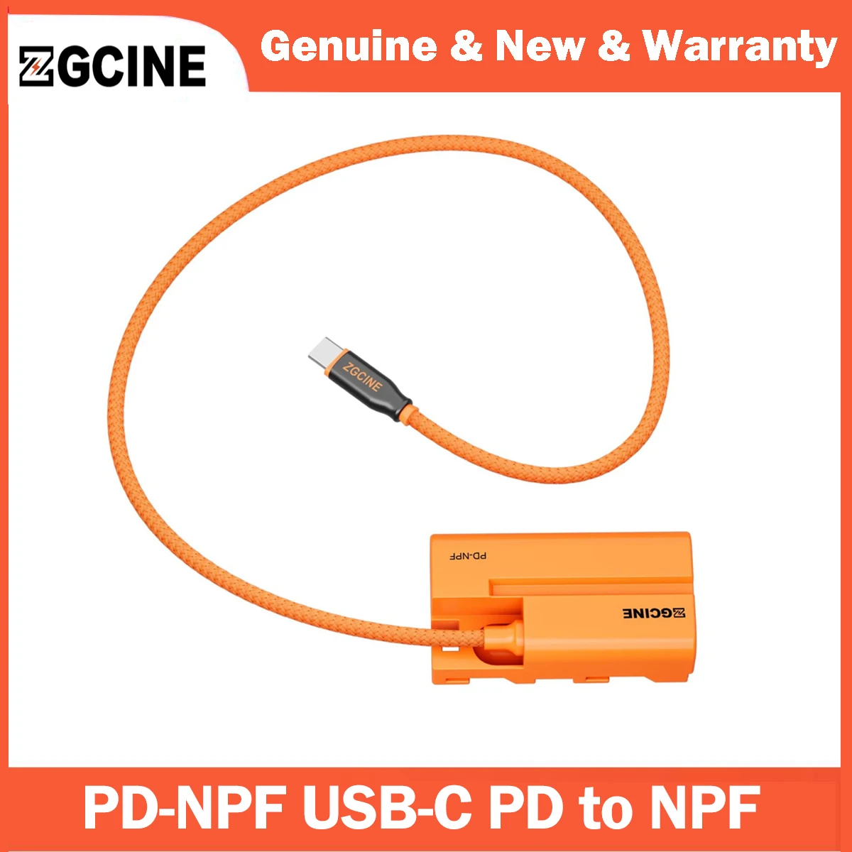 ZGCINE PD-NPF USB-C PD to Sony L-Series Dummy Battery with Braided Wire (23.6