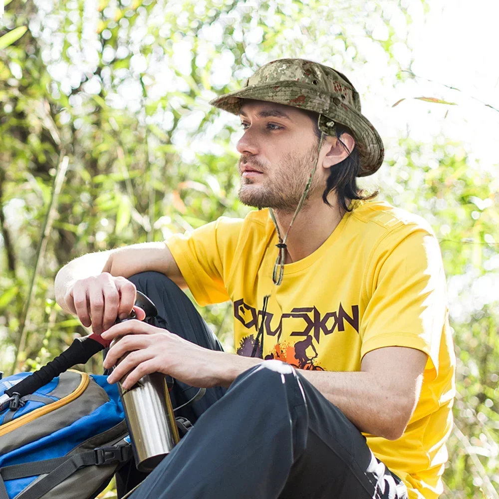 Boonie de camuflaje para hombre, sombrero táctico con forma de cubo, Panamá, gorra de verano, caza, senderismo, pesca, deportes al aire libre,