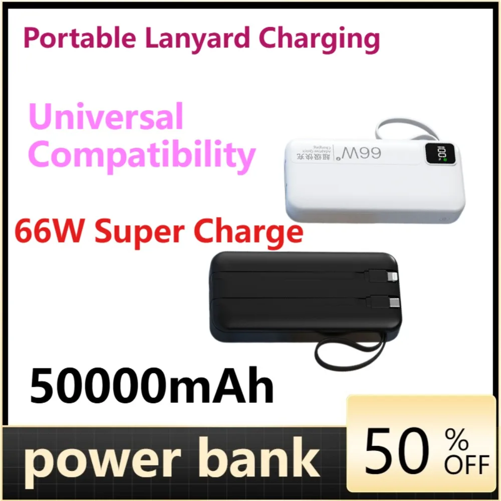 

50000mAh Large Capacity Power Bank, 66W Super Fast Charging, Portable Mobile Charger