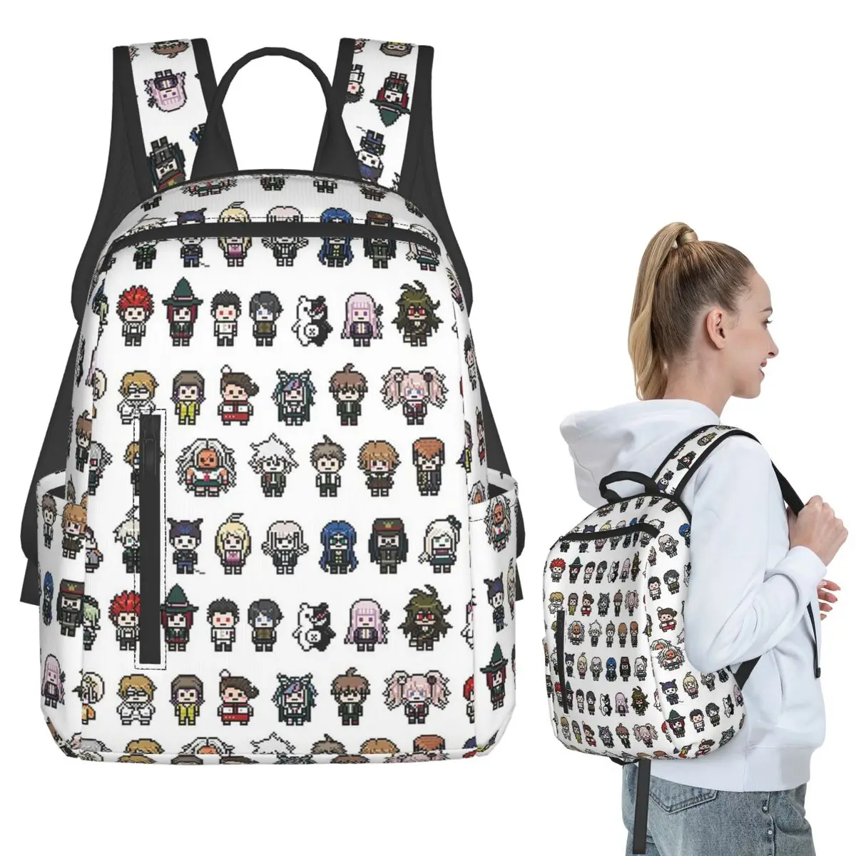 

DanganRonpa Sprites Backpack Student BookBag Children School Bag Computer Shoulder Bags Men Women
