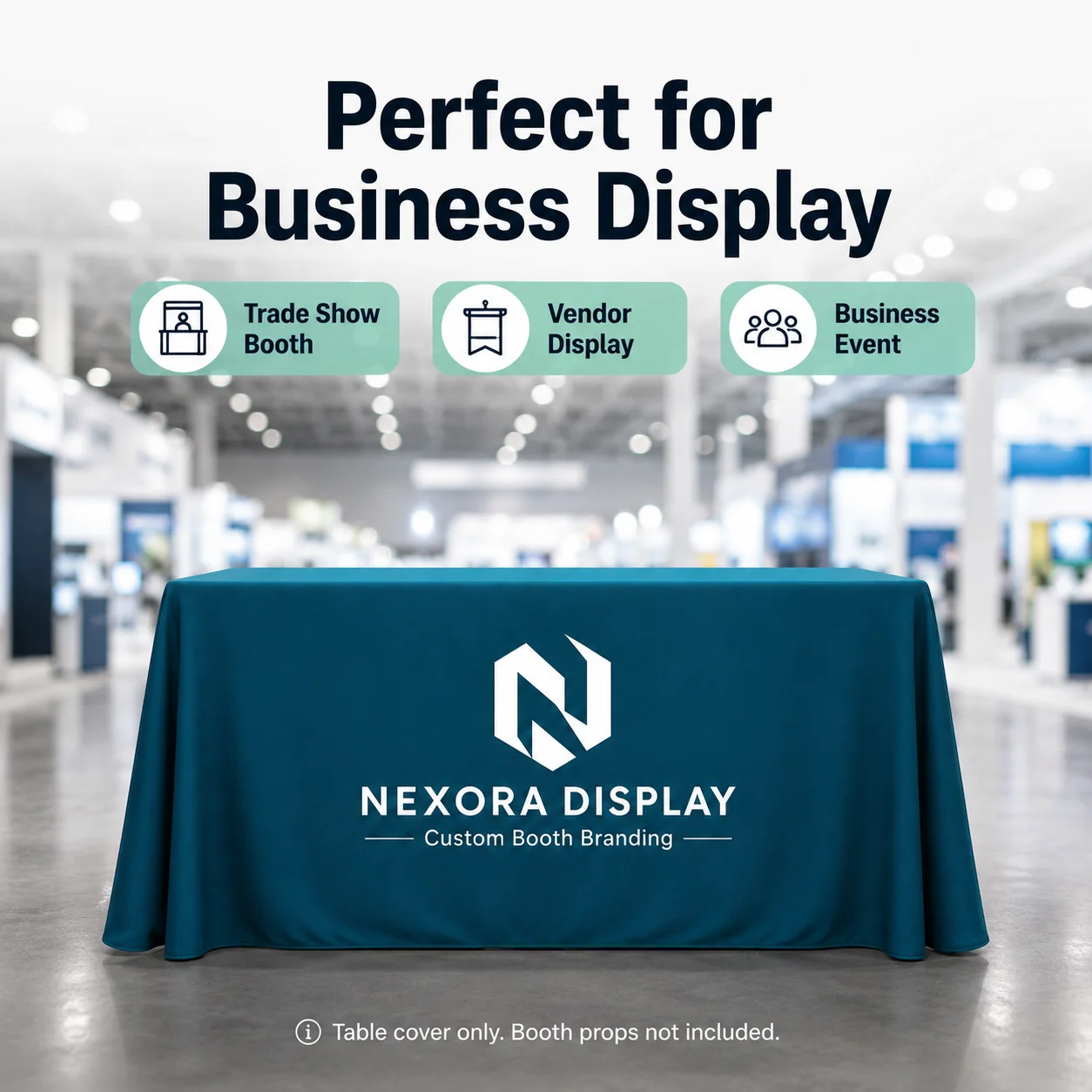 Custom Logo Stretch Tablecloth 4FT 6FT 8FT Spandex Table Cover for Trade Show Booth Vendor Display