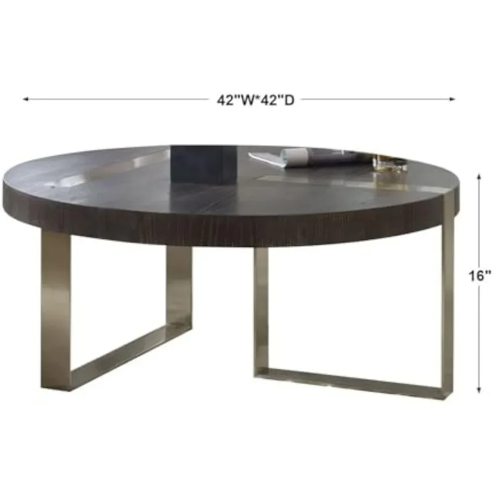 42 Inch Round Coffee Table, Decorative Contemporary Transitional Coffees Tables and Display, Coffee Table for the Living Room