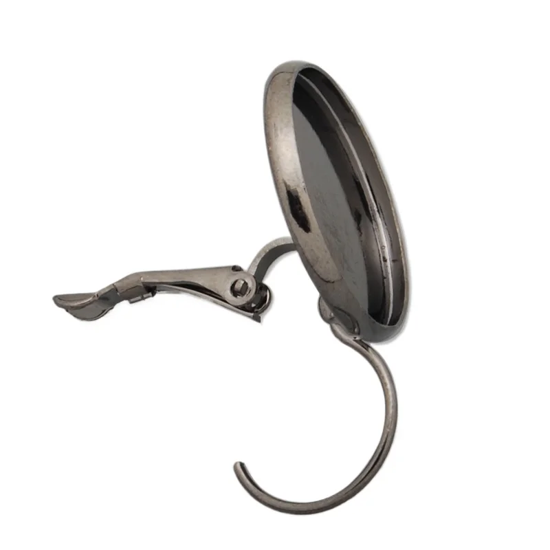 

50 Round Gun Metal Black French Lever Back Earrings Blank/Base Fit 18MM Cabochons Buttons