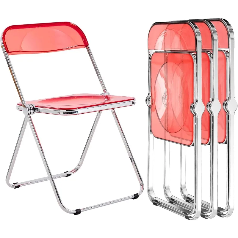 

Transparent Acrylic Folding Chair with Steel Chrome Frame, Acrylic Chair for Multiple Application(Set of 1)