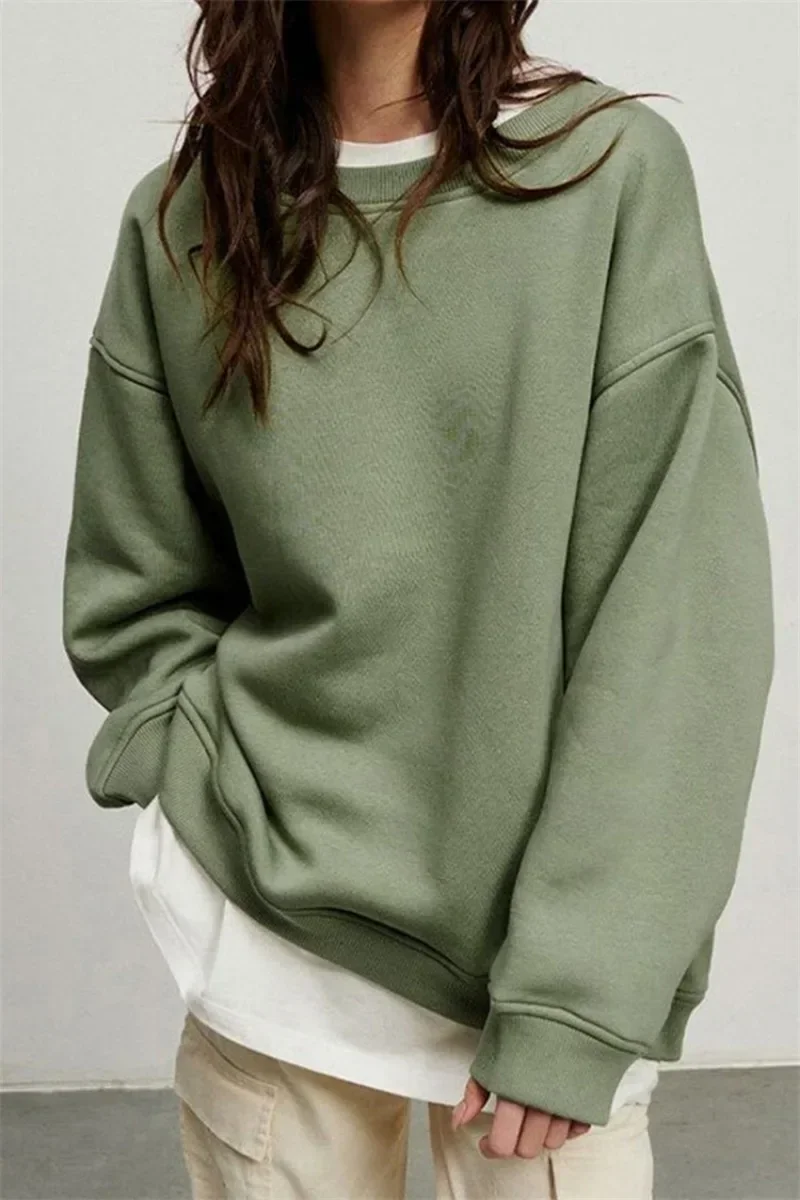 Korean Oversized Hoodies Sweatshirts For Women Autumn Winter Thick Warm Fleece Sweatshirt Girls Streetwear Loose Pullovers Y2k