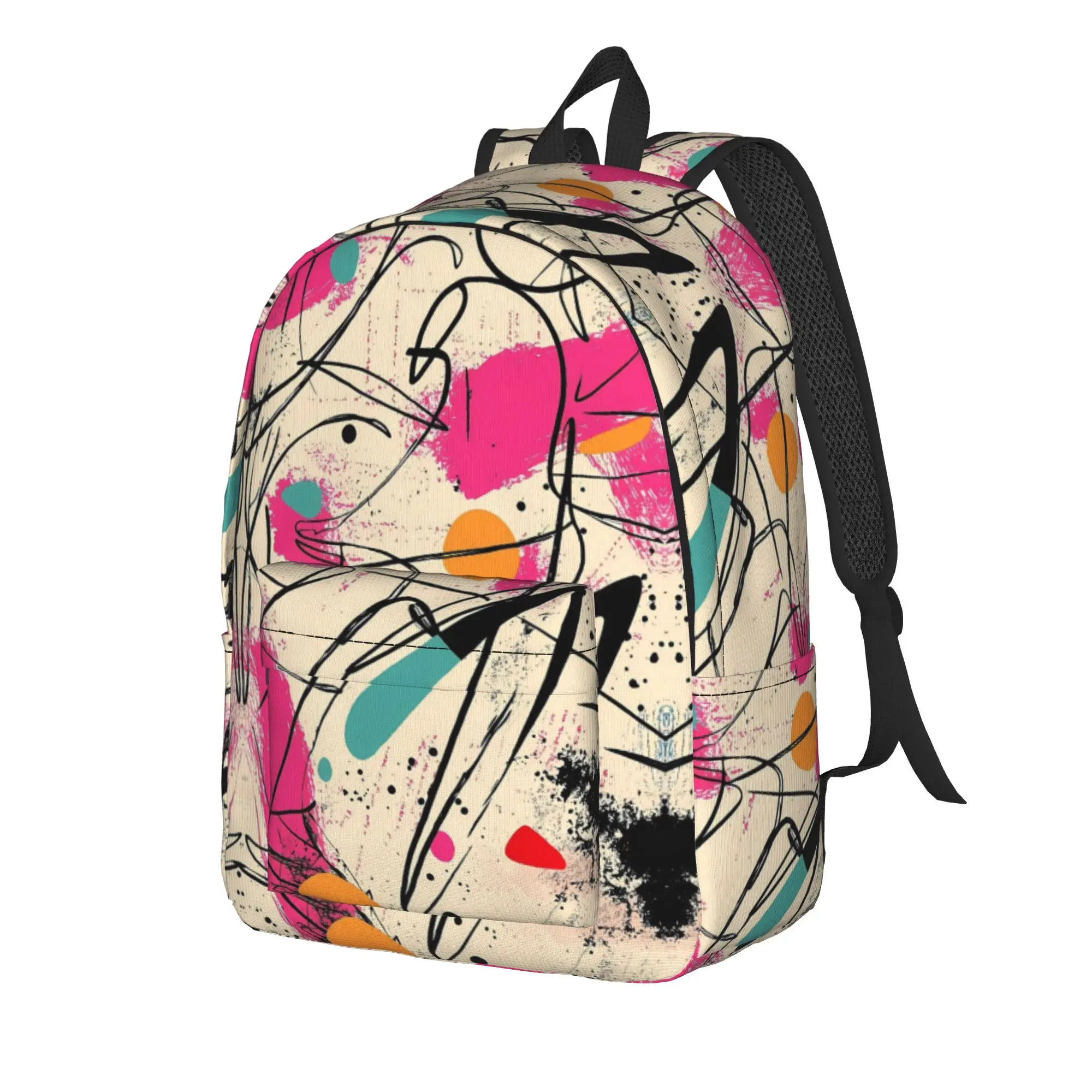 Graffiti Minimal Line Anime Backpack Colorful Geometry 3D Print Backpacks Student Unisex Durable School Bags Colorful Rucksack