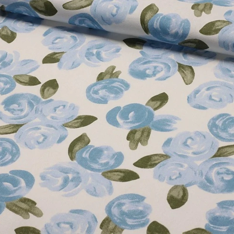 Oil Painting Style Rose Print Twill Pure Cotton Fabric Handmade Bag Summer DIY Clothing Bedding Home Decoration Fabric