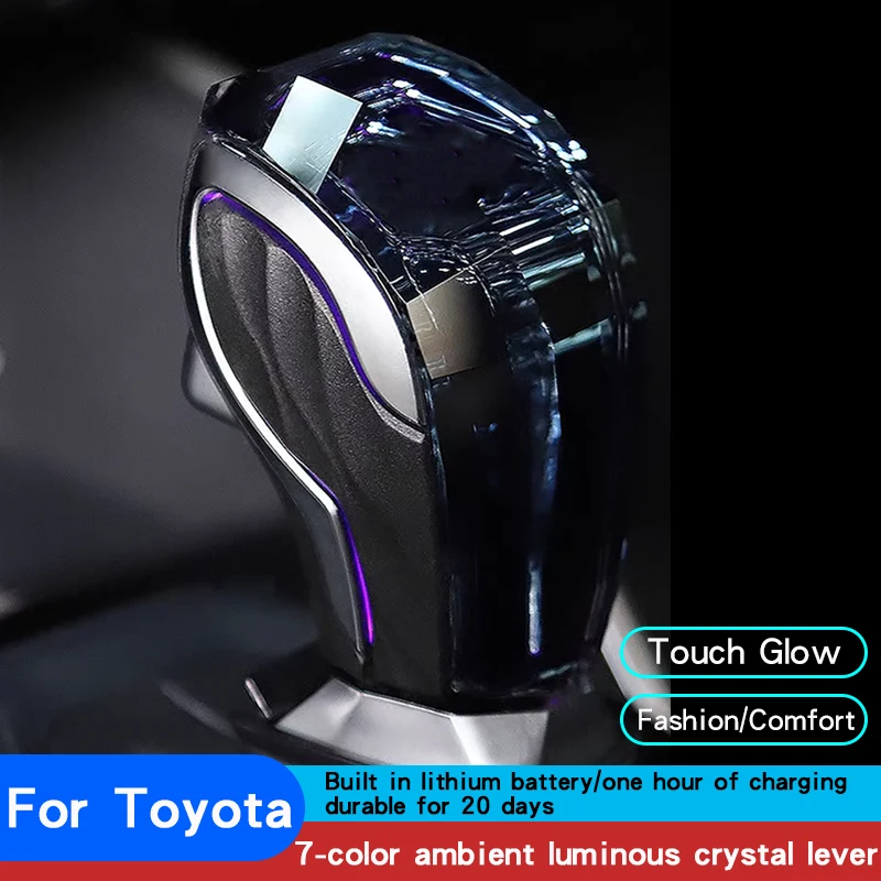 For Toyota Eighth Generation Camry Crystal Gear shift knob Asia Dragon Corolla Ralink Colorful gradient LED charging Gear handle