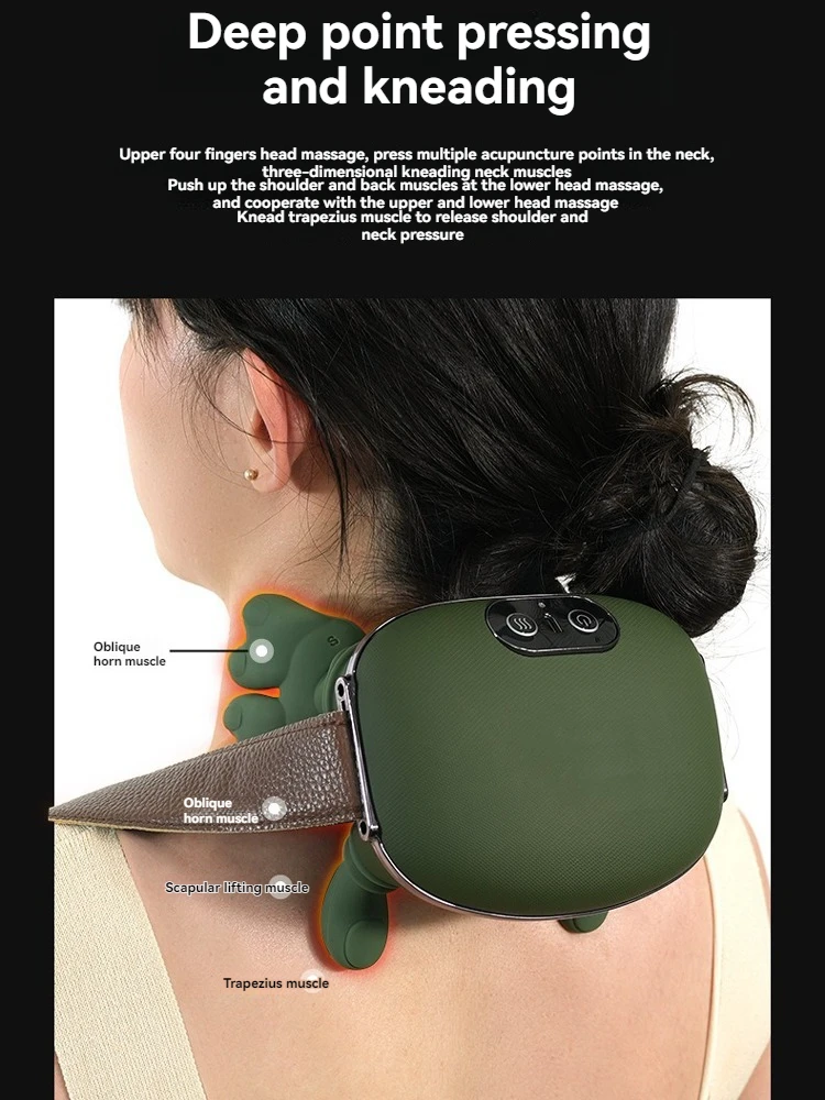 Masajeador biónico portátil para manos, hombros y cuello, masaje muscular Trapezius, terapia de calor y modos de amasado, diseño estilo chal
