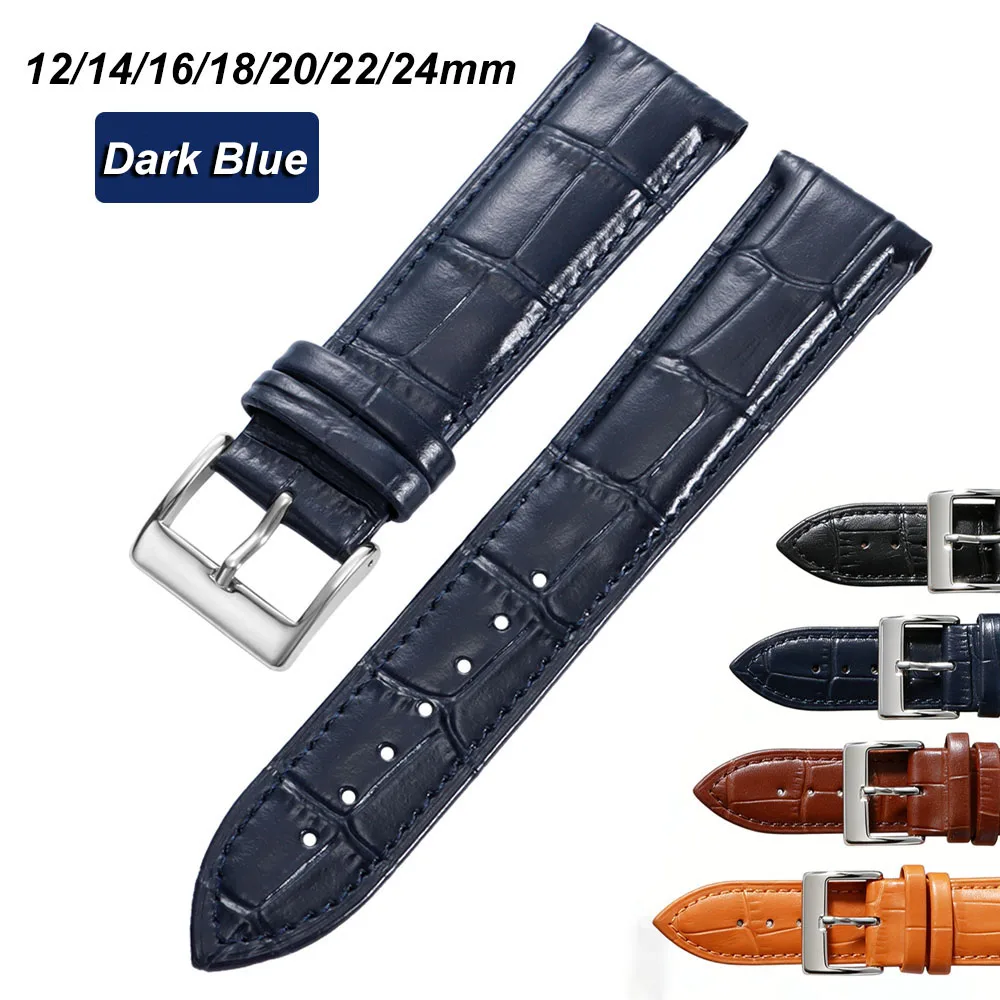 Universelles Uhrenarmband mit Slub-Muster, 12 mm, 14 mm, 16 mm, 18 mm, 20 mm, 22 mm, 24 mm, echtes Kalbslederarmband für Damen und Herren, Uhrenzubehör
