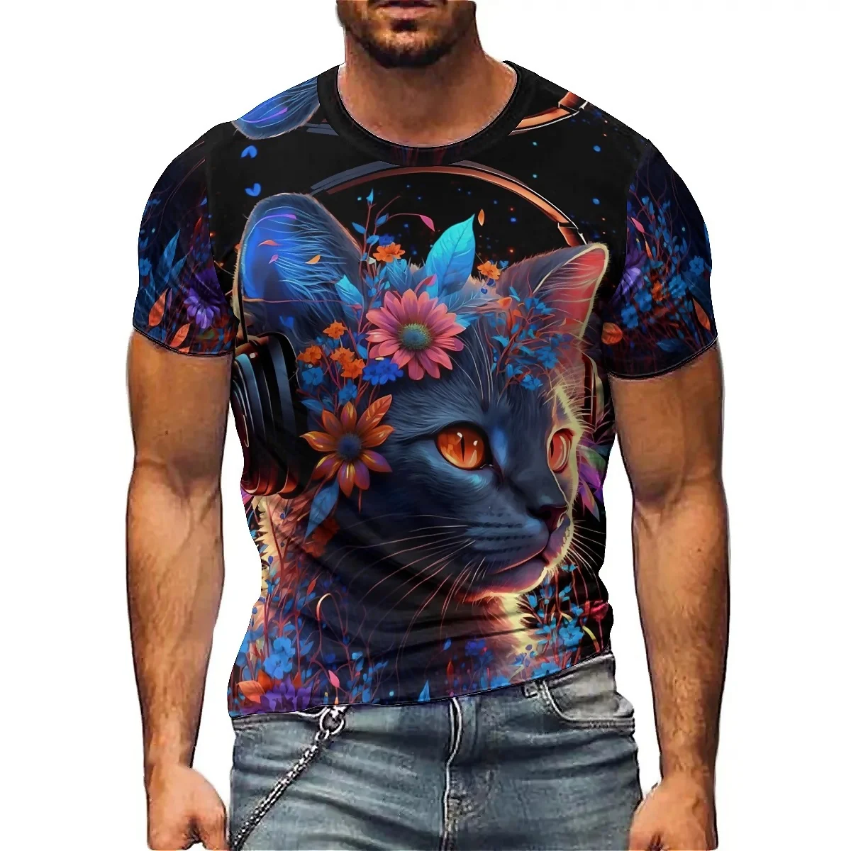 

Men's 3D Printed Short-sleeved T-shirts for Outdoor Events and Parties, Soft and Comfortable Fabric