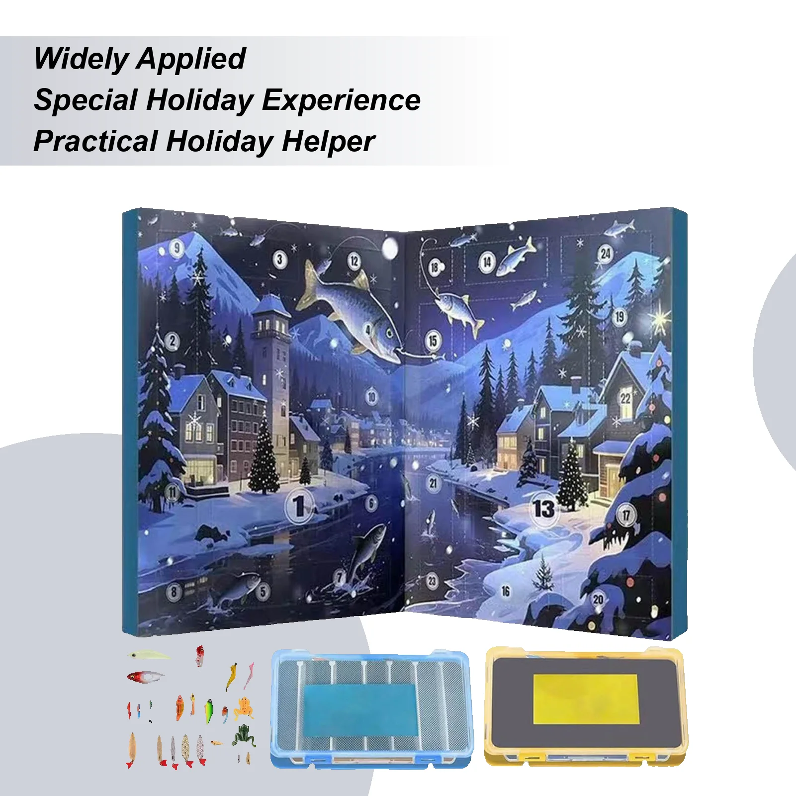 

Fishing Calendar Advent 24-Day 2025 Fish Bait Set Christmas Fishing Bait Kit Countdown Calendar for Men Boys Husband Father