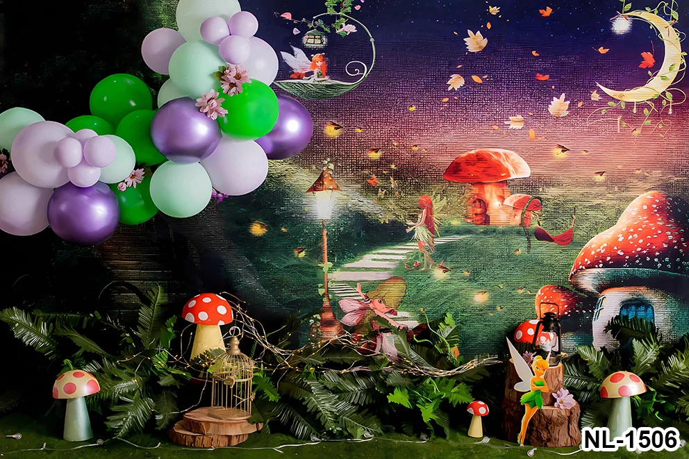 خرافة زينة حفلة عيد ميلاد ، جرس تينكر ، خلفية الصورة الغابات العجائب ، راية الأميرة ، الخلفيات للتصوير الفوتوغرافي