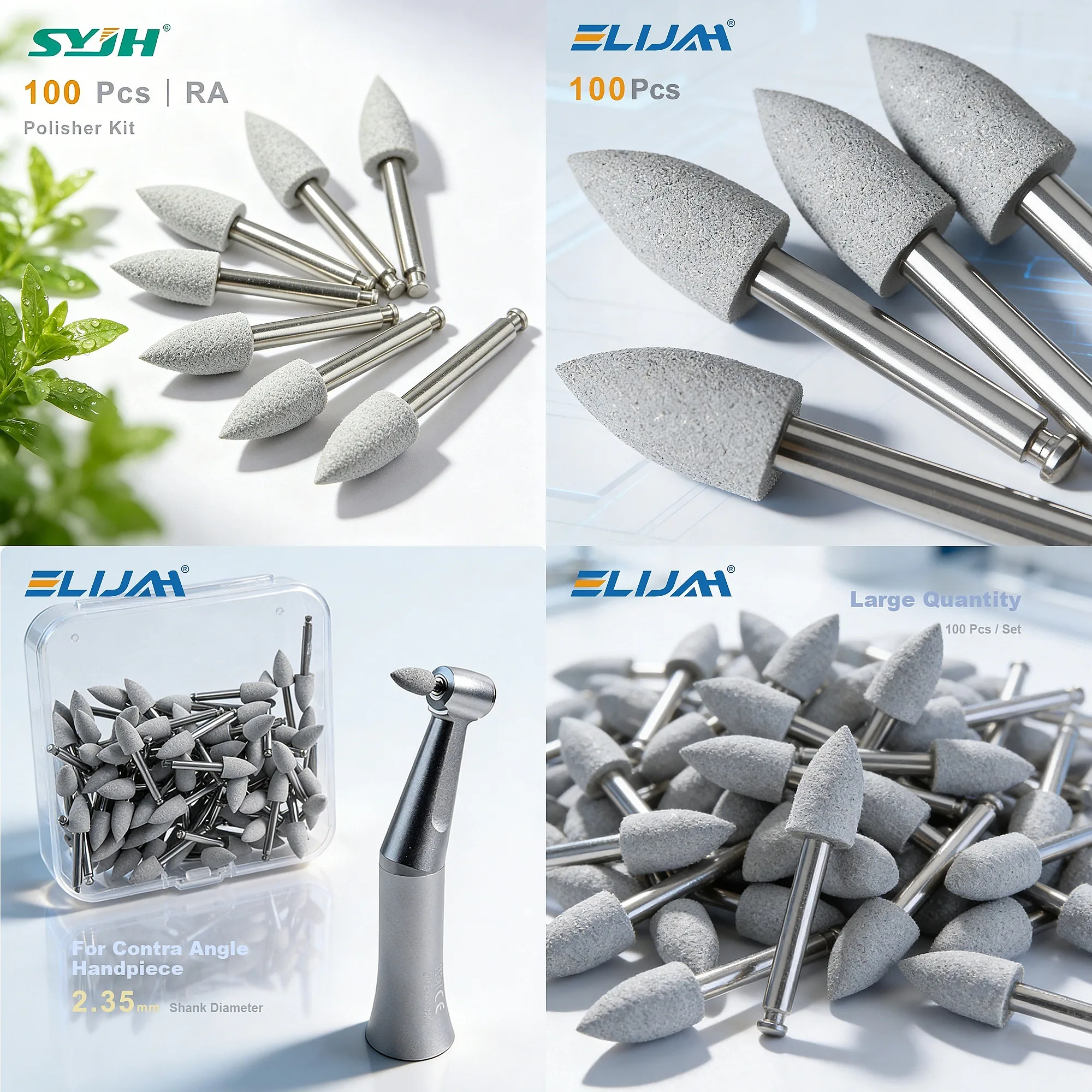 Dentals 100Pcs Sanding Polishing Kit RA 2.35mm Stainless Steel Autoclavable for Low Speed Handpiece