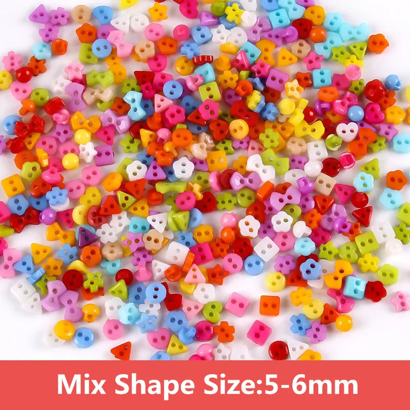 300pcs 6mm Beautiful Mini Tiny Resin Button Sewing  kid\'s apparel toy doll Decorative  DIY Scrapbooking