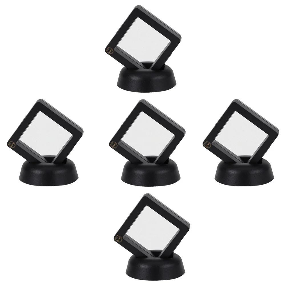5Pcs Commemorative Coin Display Case Square Premium PP Material Table Top Holder for Home Office Decor Coin Collection Rack