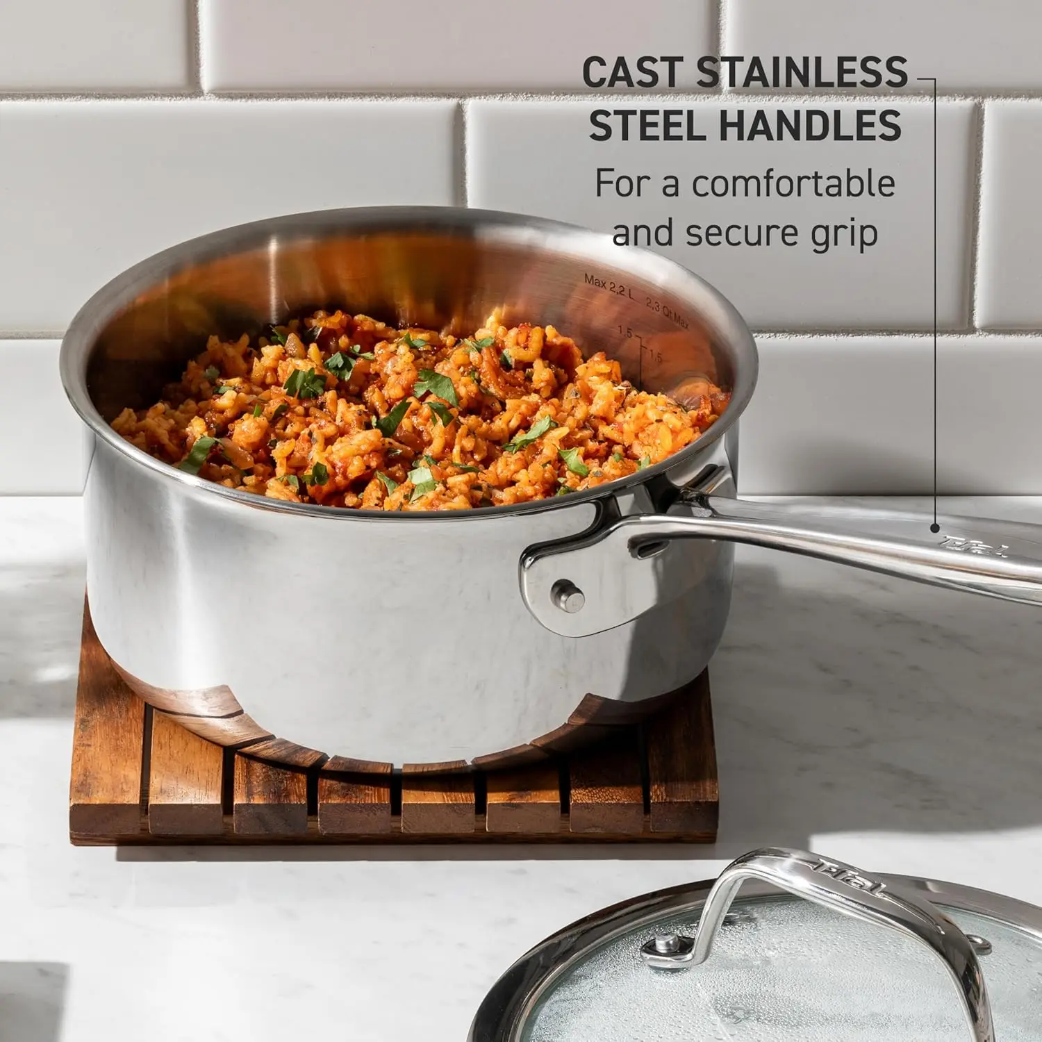 Juego de utensilios de cocina Pro Tri-Ply de acero inoxidable de 3 piezas, compatible con inducción, apto para horno 500F, calor rápido y uniforme, calidad profesional y