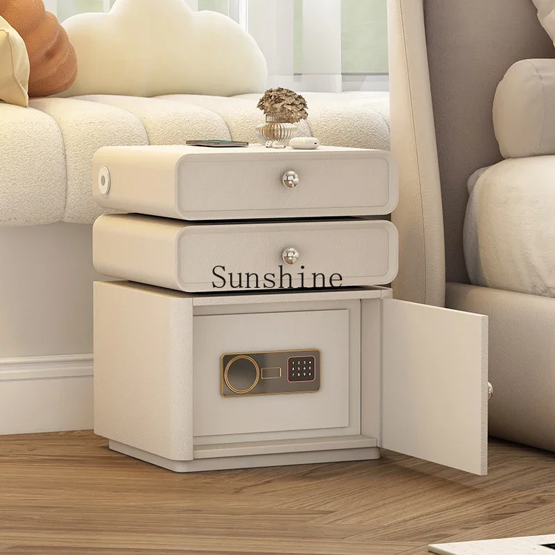 Modern minimalist multi-functional practical bedside table with safe