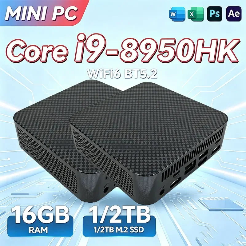 2026 Mini PC Computer Intel Core i9 8950HK 8GB16GB RAM 1TB 2TB M.2 SSD WiFi6 BT5.2 4K HD Portable Desktop PC