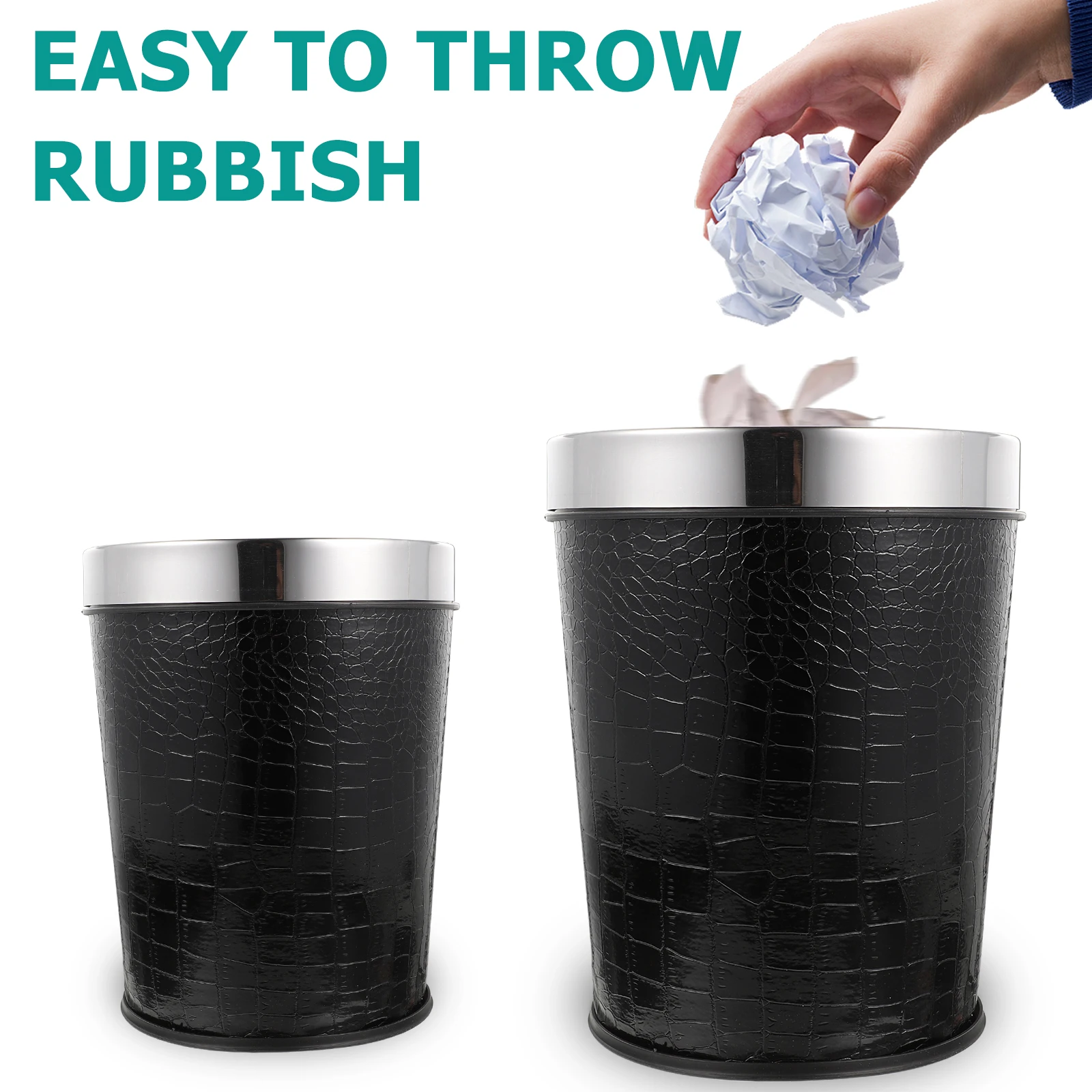 

Trash Can for Bathroom Small Waste Basket Multi-Function Household Garbage Bucket Retro Style Easy to Use No Touch Design