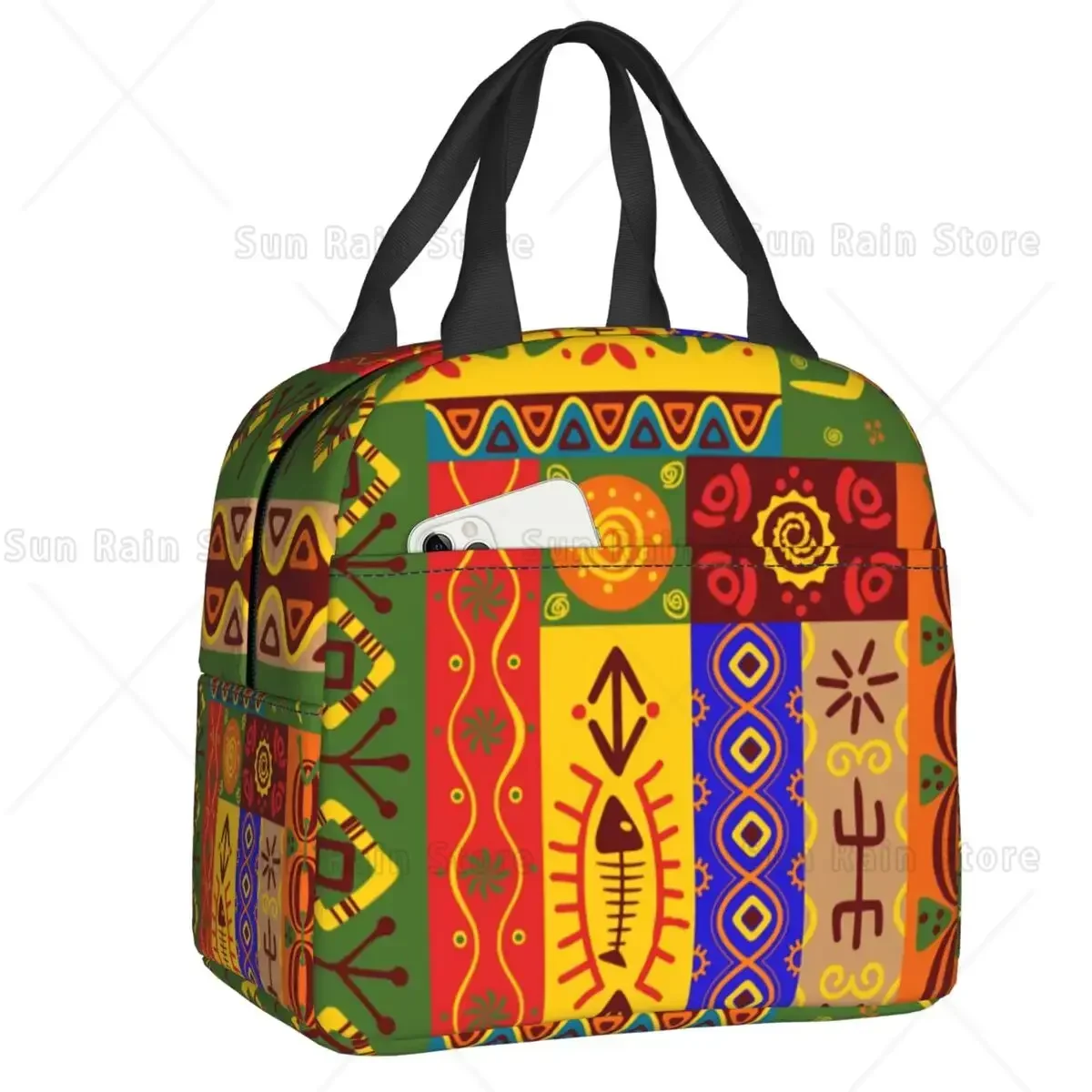 Ethnic Tribal African Exotic Pattern Insulated Lunch Bag for Women Africa Culture Thermal Cooler Lunch Box Kids School Children