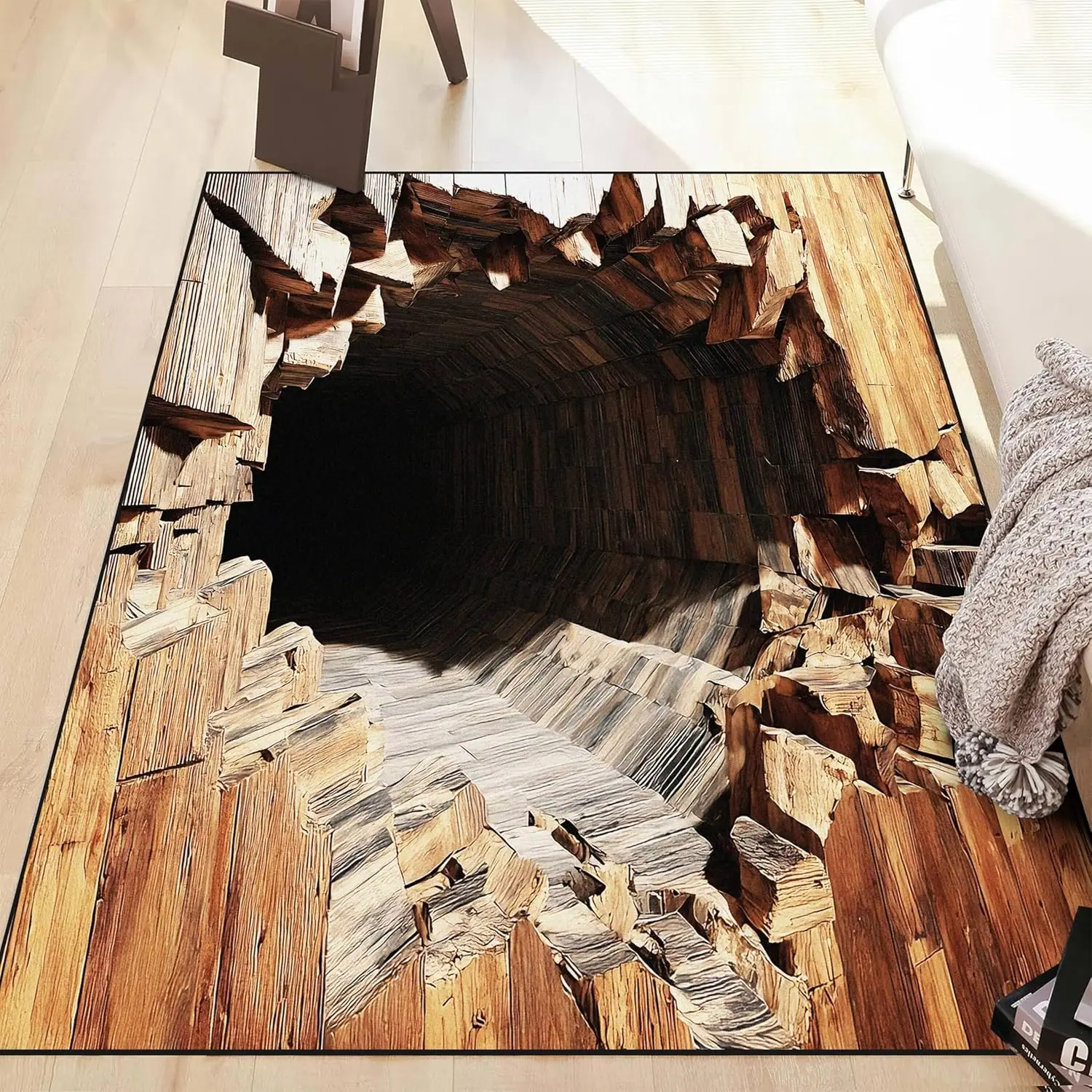 3D Optical Illusion Rugs for Bedroom Boys Living Room Hallway Entryway Dorm Rock Hole Carpets Floor Mat Indoor Doormat