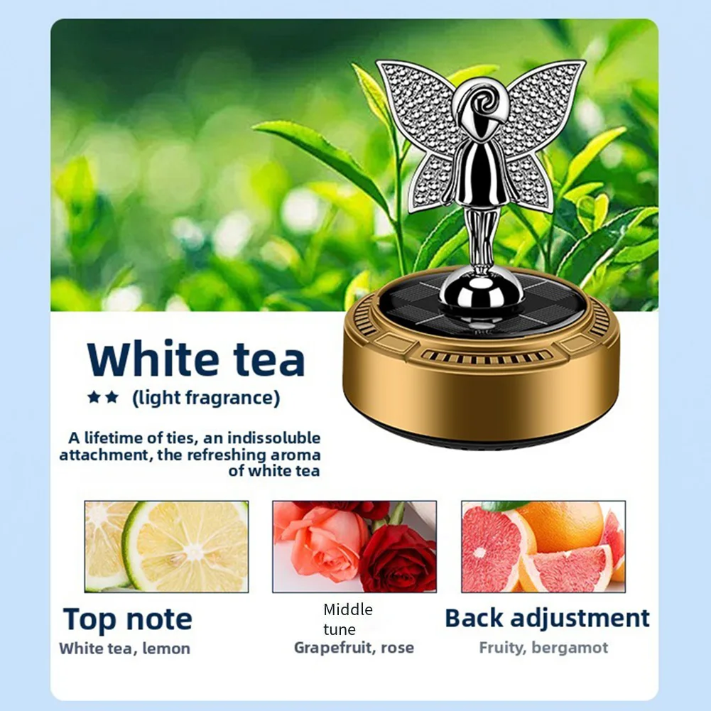 Car Interior Solar Fragrance Diffuser with Light Responsive Rotation and Plant Based Aroma for Fresh Air Experience