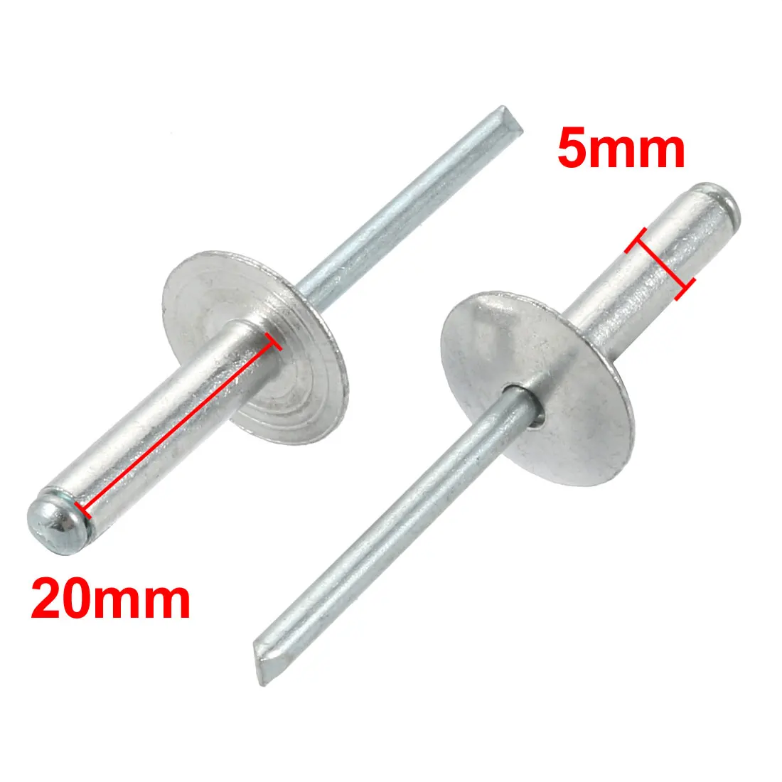 UXCELL 20 pz 5 mmx1 8/20/25mm rivetti in alluminio Open End grande flangia rivetto cieco per macchine aeronautiche elementi di fissaggio per mobili