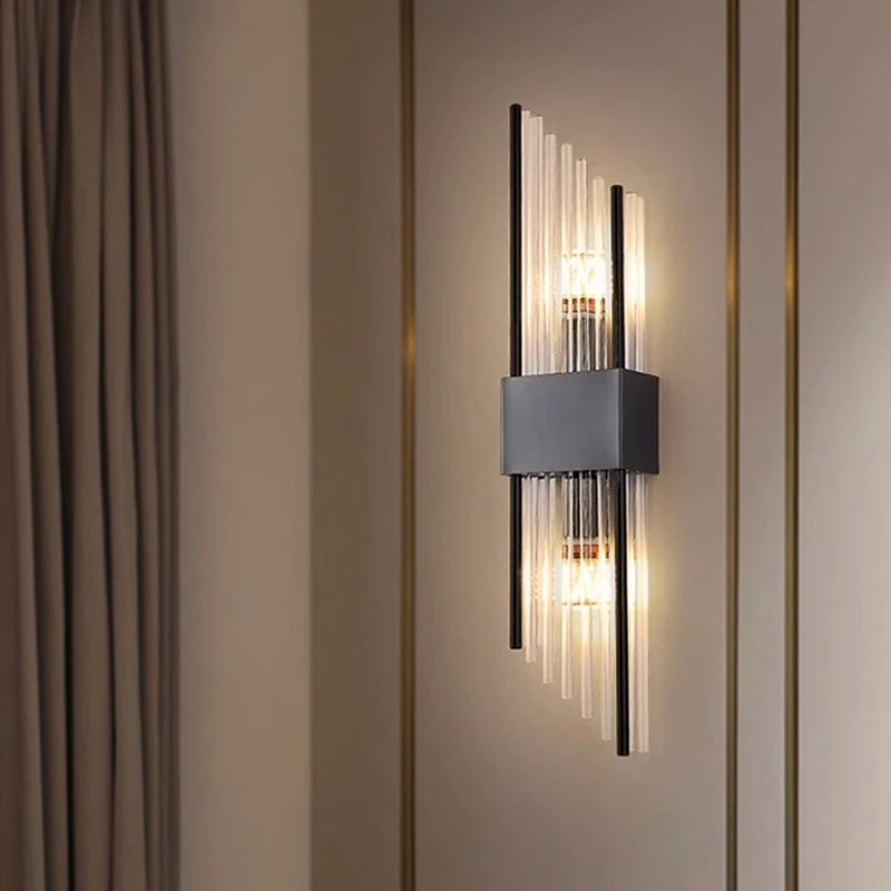 Crystal Lustre Wall Lamp 110-240V 3 Way Dimmable LED Neutral Light Glass Brass Construction for Living Room Hotel Suite