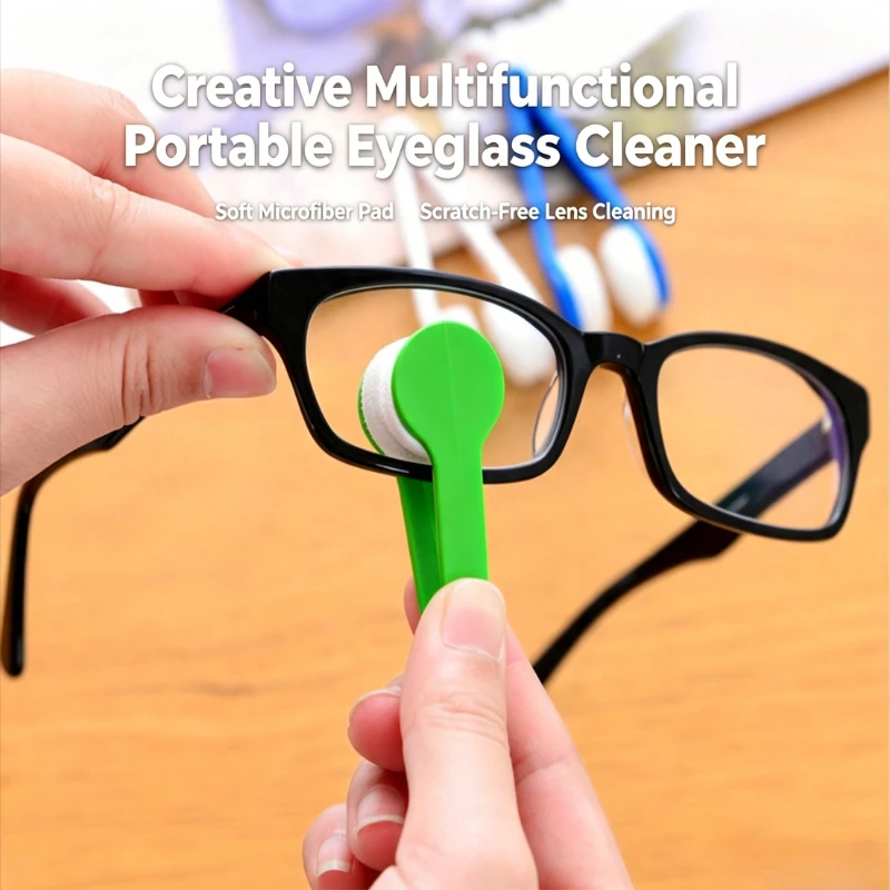 Portable Eyeglass Cleaner Clip Microfiber Lens Wipe Tool Reusable Glasses Cleaning Clamp Scratch Free for Sunglasses Eyewear