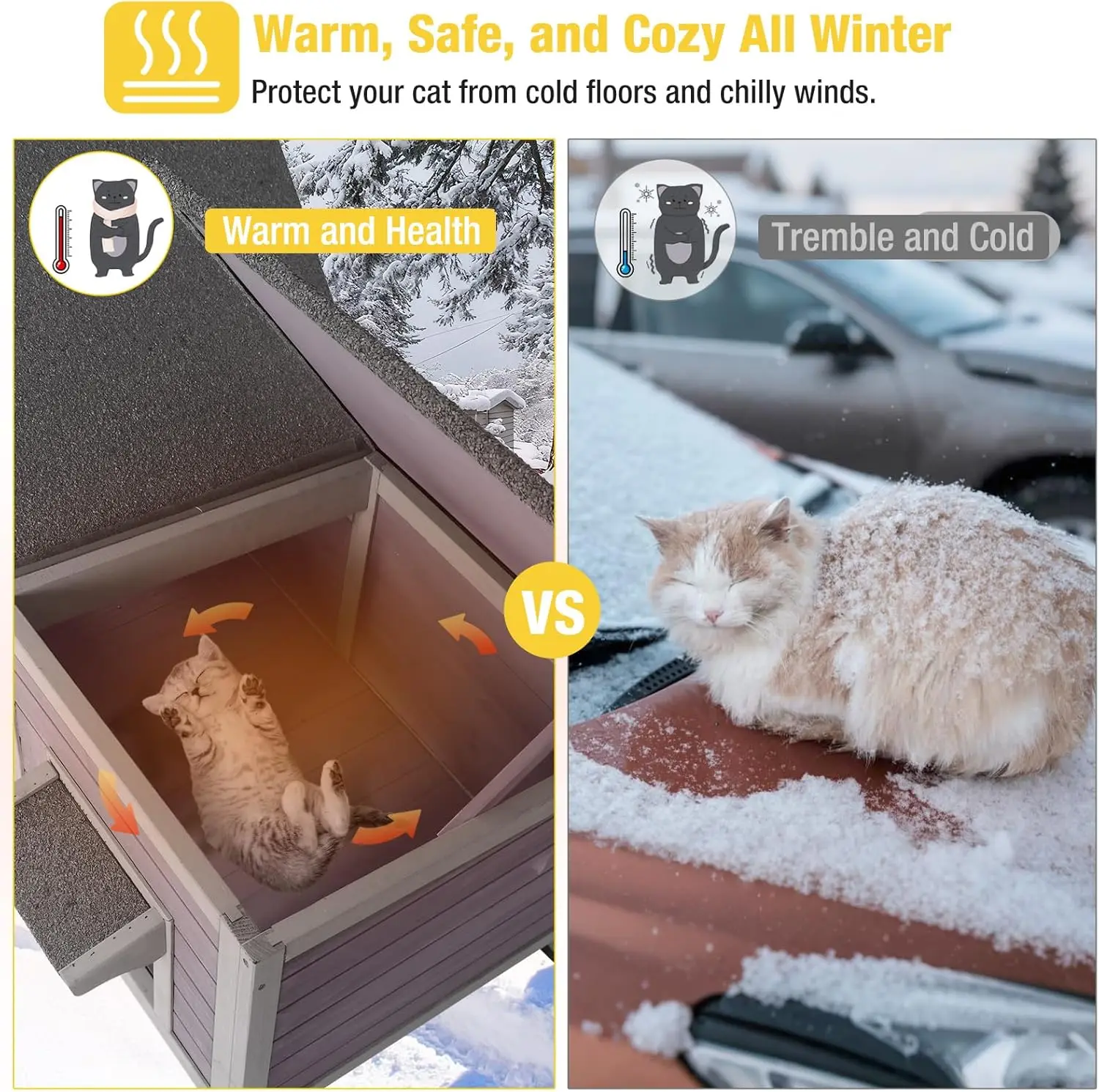 بيت القطط في الهواء الطلق الحرمية القط المأوى مانعة لتسرب الماء القط شقة لفصل الشتاء غرف مزدوجة كيتي قفص