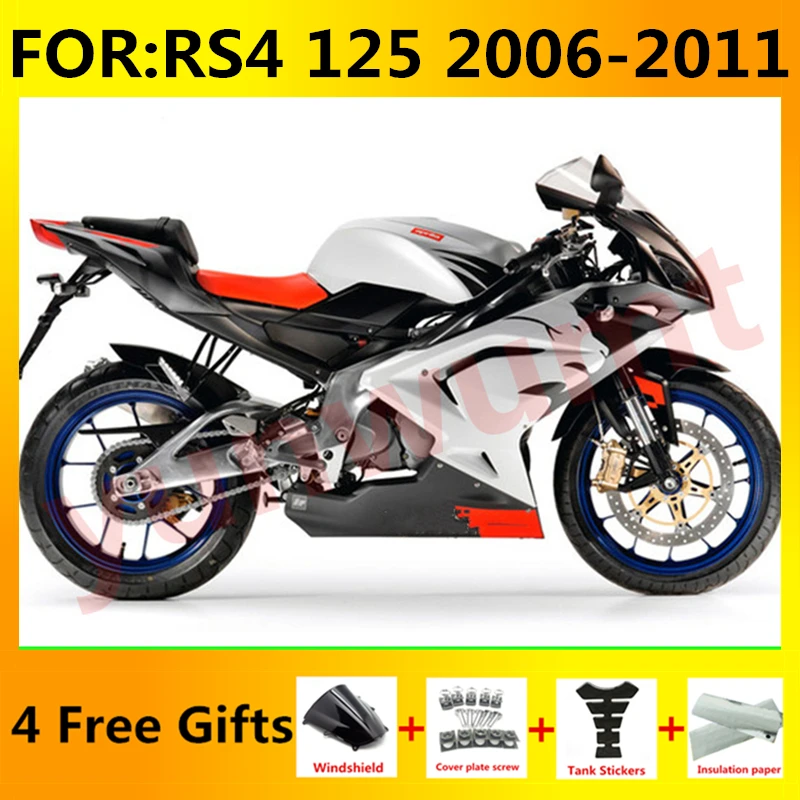 

New ABS Motorcycle Whole Fairing kit fit For RS-125 RSV125 R RSV RS 125 2006 2007 2008 2009 2010 2011 RS125 Fairing silver black