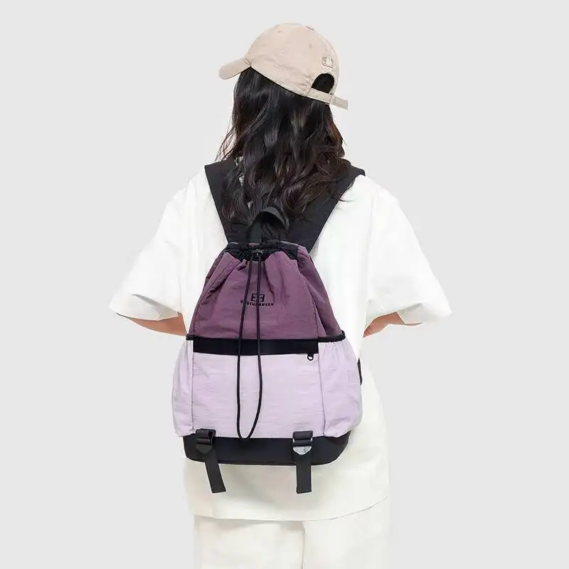 Schoolbags Nylon Backpack Large Capacity Bookbag Lightweight Drawstring Schoolbag Handbag Casual Shoulder Tote Bag Backpacks