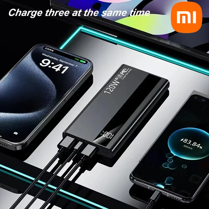 باور بانك Xiaomi عالي السعة 500000 مللي أمبير 120 وات شحن سريع للغاية بطارية خارجية شاحن بطارية محمول لهاتف آيفون وسامسونج