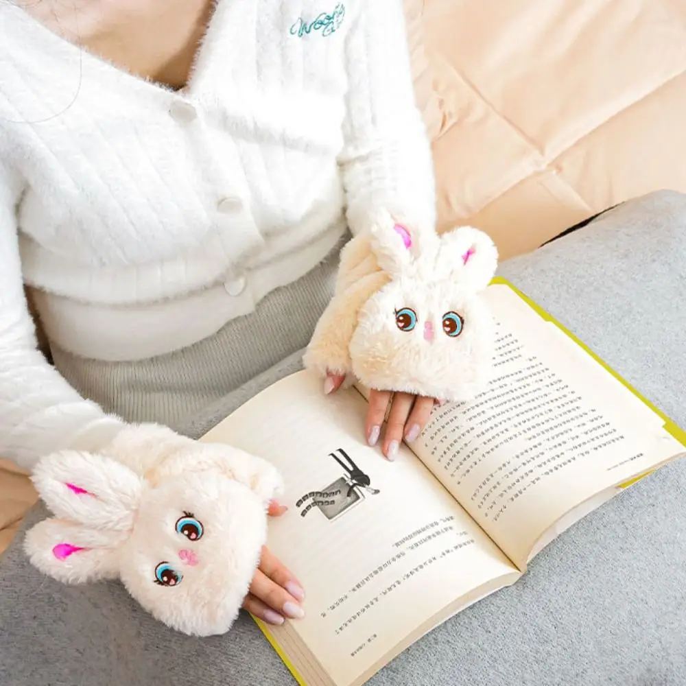 Dual-sided Heating Rechargeable Heated Gloves No Glove Removal Intelligent Temperature Control Cartoon Plush Hand Warmer
