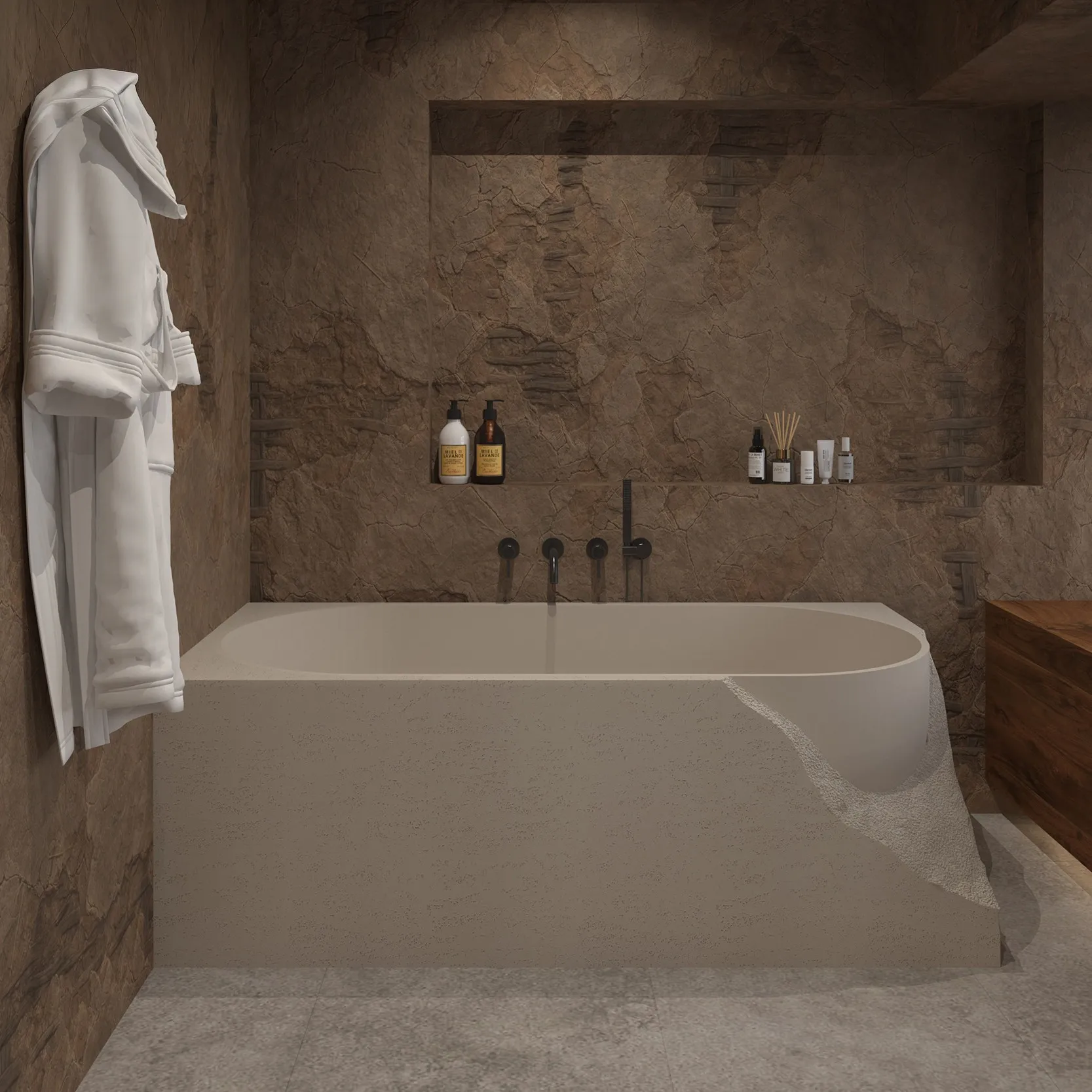 Onehappy Freestanding Notched Corner Bathtub 1760X860X600mm Antibacterial Ergonomic Eco Friendly Insulation For Bathroom Hotel